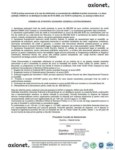 Convocator AGA Axionet Iot SA.